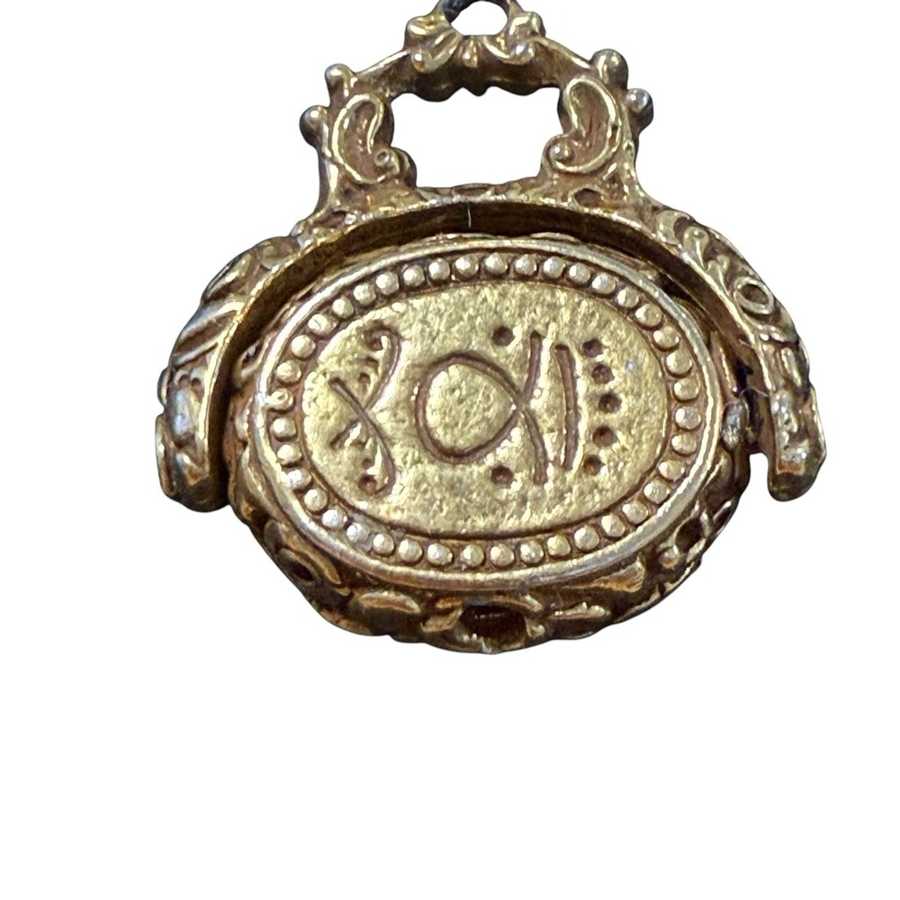 Vintage Goldette Ornate Spinner Fob Pendant Napoleon Coin Profile Gold-Tone